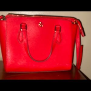 Tory Burch Emerson Mini Top Zip Red Leather Cross Body Bag